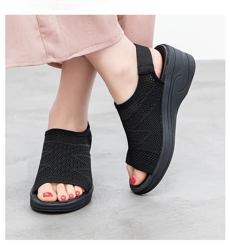 

Сандалии женские плетеные с открытым носком, простые повседневные Босоножки на каблуке, спортивная обувь