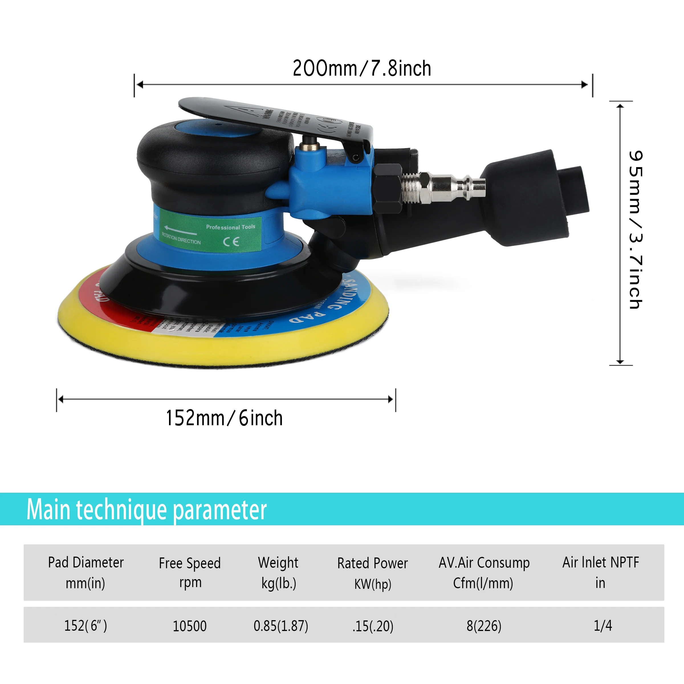 Старый 6 дюймов пневматическая Шлифовальная Машина полировки инструмент для с