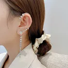 DIEZI 1 шт. винтажные Серебряные длинные серьги с кисточками и фианитами для женщин модные серьги-клипсы с кристаллами Новинка