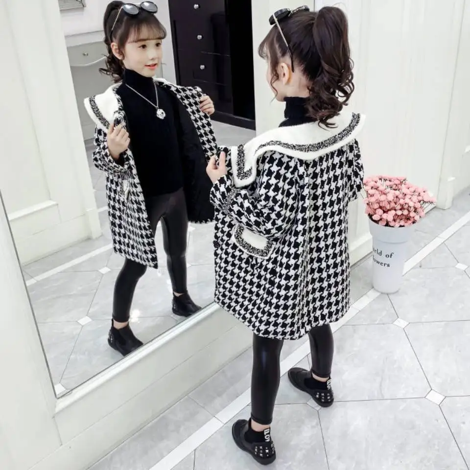 

Casual Jackets Outwear Kids Baby Girls Woolen Single Breasted Coat Age For 3T-16 Children Outerwear Autumn Winter Warm Clothes