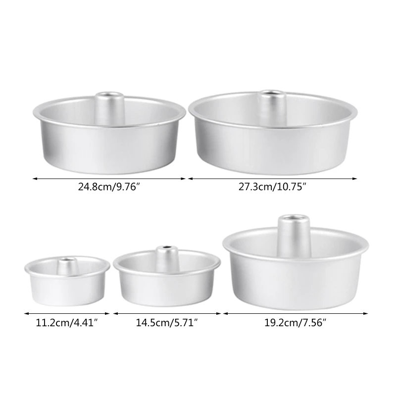 

4/5/7/9/10Inch 3 In 1 Aluminum Alloy Round Hollow Non-Stick Chiffon Cake Mold Angel Food Cake Pan Baking Mould with Removable Bo