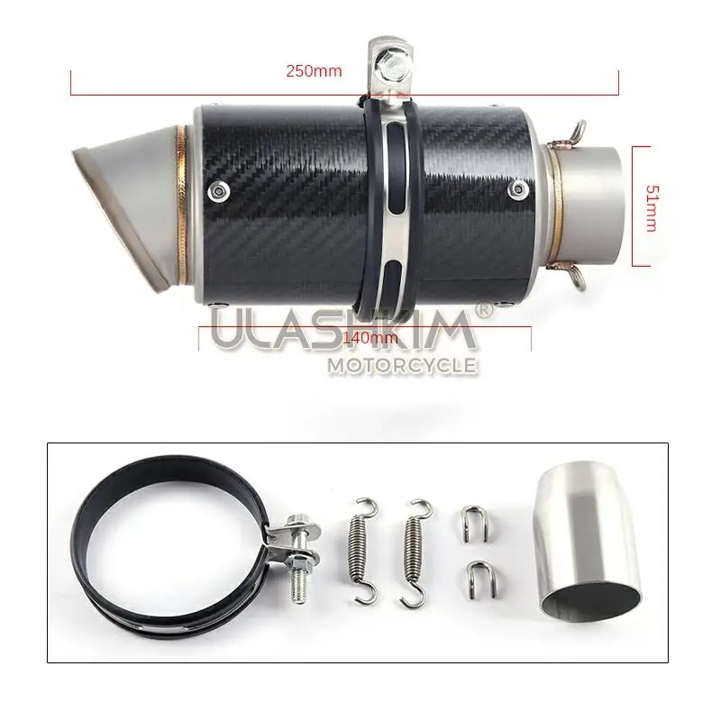 

Universal Motorcycle Real Carbon Fiber Exhaust Muffler Escape Pipe Slip On Dirt Street Bike Scooter ATV Pipe MT09 MT07 Z900 Z800
