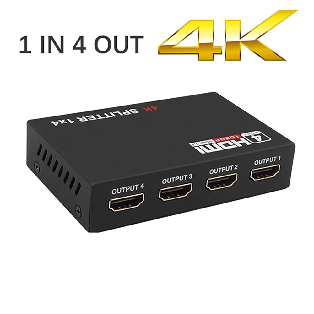 1in4 out 4K FSU 2,0 HDR 4K@ 60 HDMI split ter Full HD видео HDMI коммутатор 1X2 split 1 in 2 Out усилитель двойной дисплей для HDTV DVD PS3 - Цвет: 1in4 out 4K