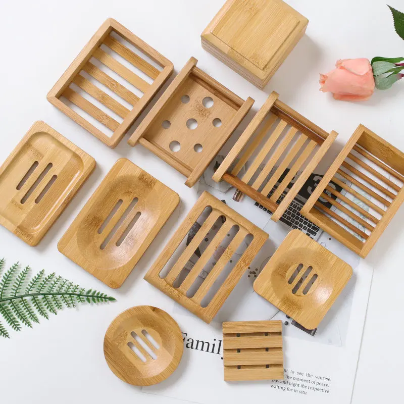 

Wooden Soap Dishes Bamboo Soap Tray Holder Soap Rack Plate Box Container Portable for Home Bathroom Jabonera Porte Savon