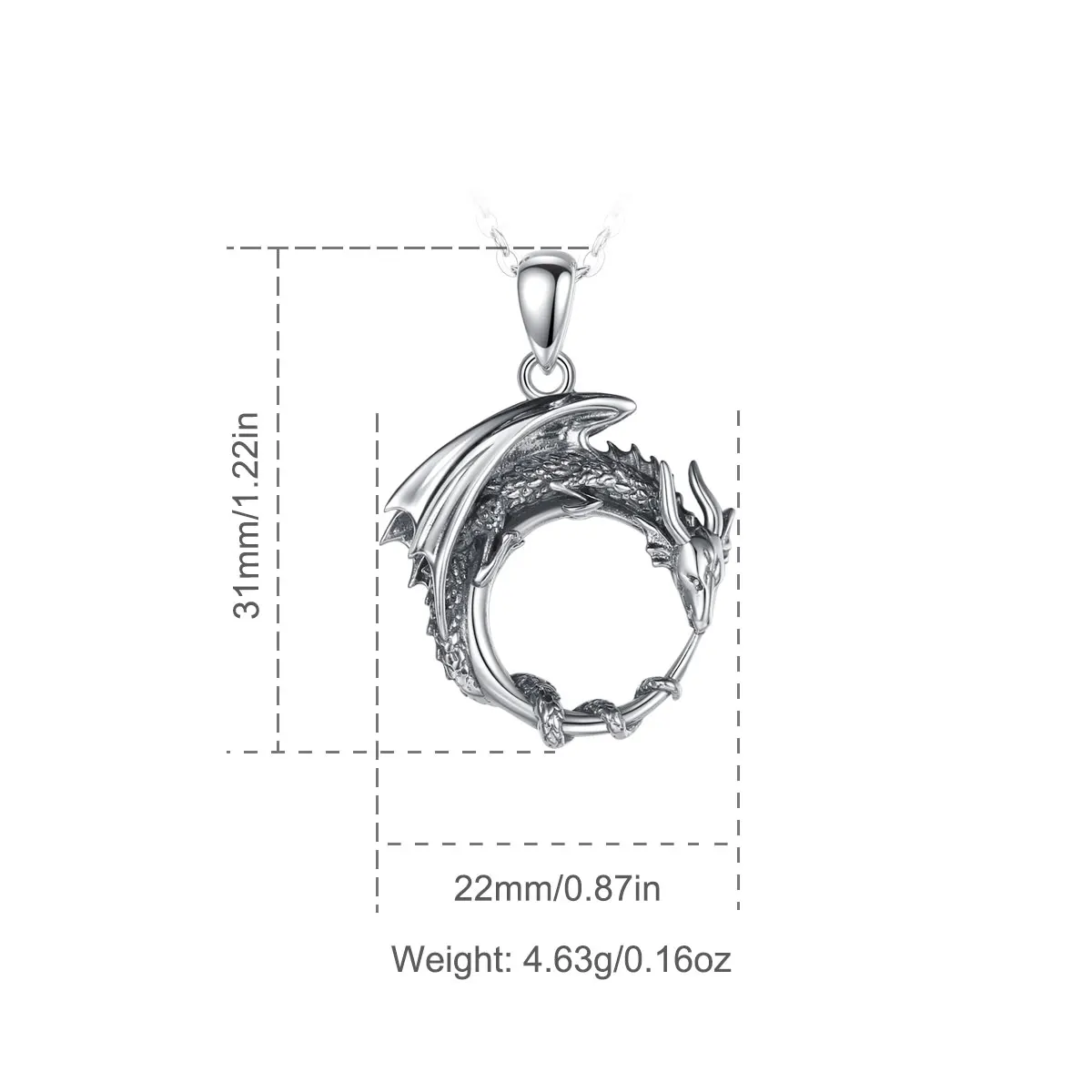 Эудора Настоящее серебро 925 пробы крутой Дракон ожерелье темперамент Личность