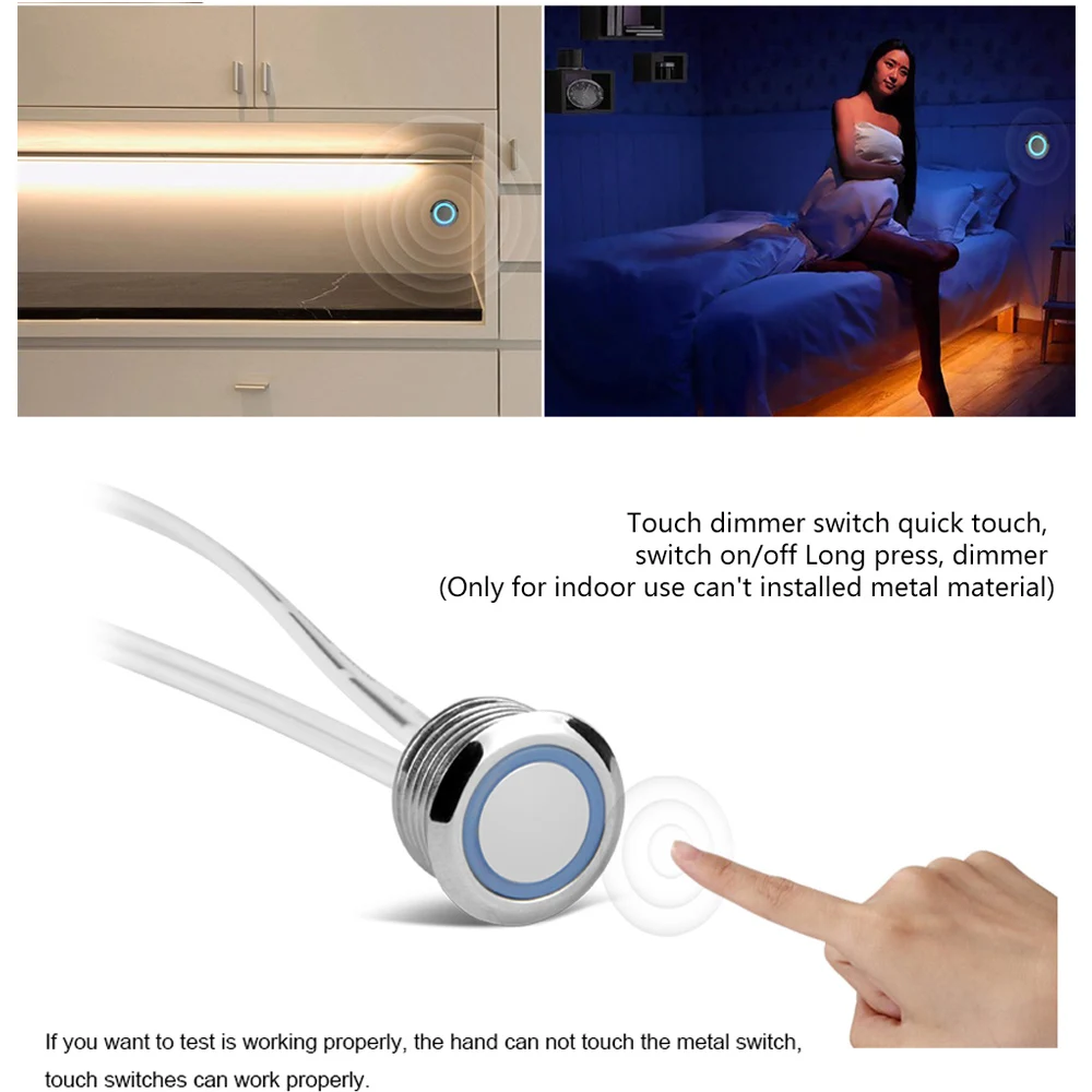 LED Dimmer Recessed Touch Sensor Switch Button Control Stepless Dimmable For Strip DIY Bed Closet Cabinet 5V 12V 24V | Лампы и