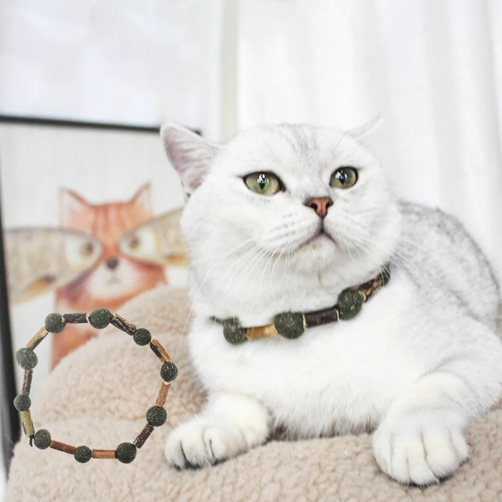Pet Cat Natural Catnip CollarDurable Elastic Necklace Chew Teeth Cleaning Treat Toys For Toy | Дом и сад