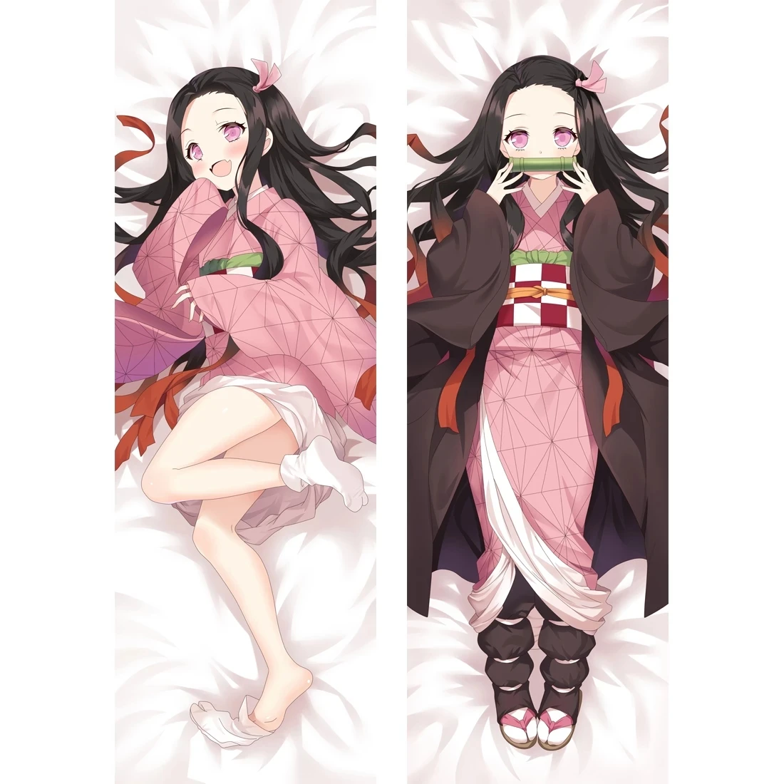 

Anime Demon Slayer: Kimetsu no Yaiba Kamado Nezuko Cosplay Dakimakura Pillow Case Hugging Body Prop Pillow Cover Peach Skin