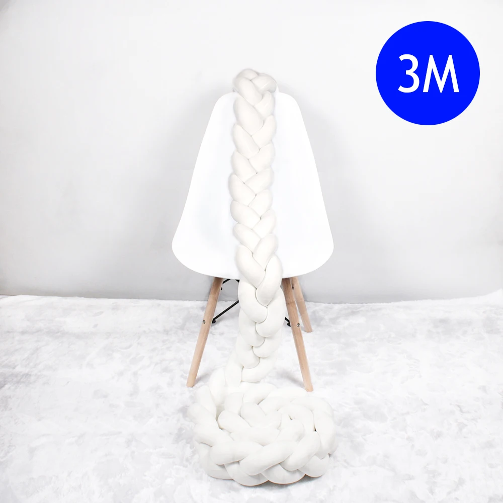 3M 1 м/2 м/2,5 м/3 М/4 м длина новорожденного ребенка кровать бампер чистый плетение плюшевый узел кроватки бампер детская кровать защита для кроватки Декор детской комнаты - Цвет: 3M