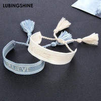 handmade embroidered letter bracelets friendship wrap wide bracelet braided rope chain wristband lucky jewelry birthday gifts