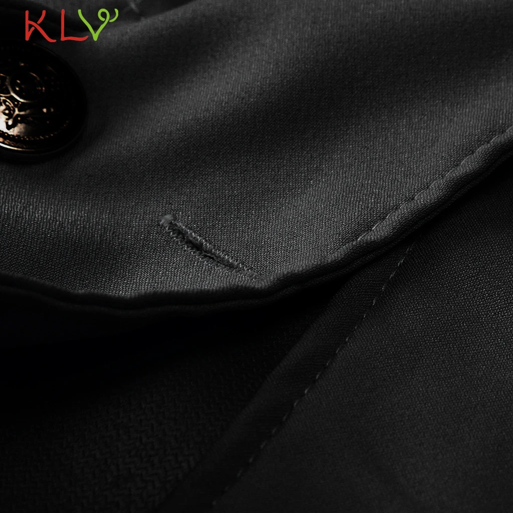 

Women Blazer Jacket Notched Vintage Single Breasted Women Suit Blue 2019 Autumn Winter Thin Office Wear Women Suits Coat 19Aug
