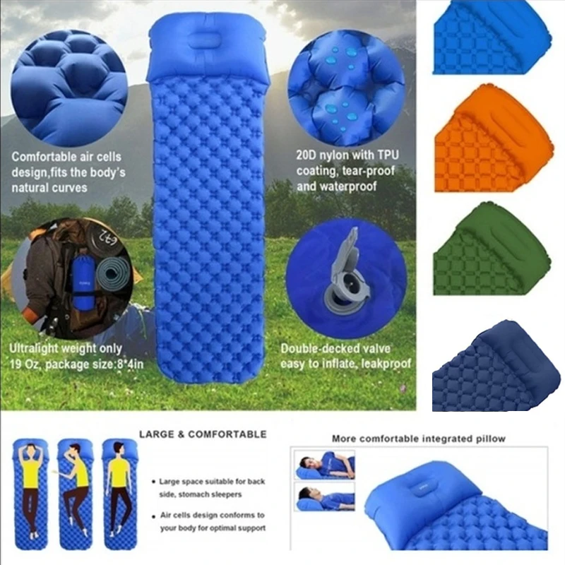 

Outdoor Inflatable Sleeping Pad Portable Ultralight Air Camping Mat with Pillow Air Mattress Sleeping Cushion Inflatable Sofa