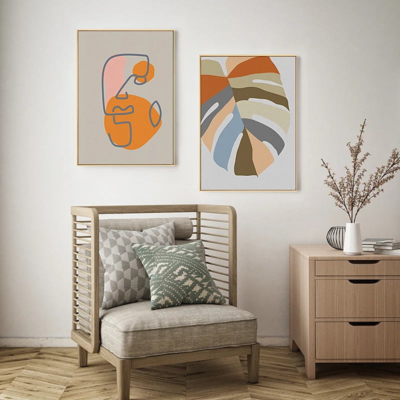 

Abstract Mountain River Sun Home Decoration Painting Rainbow Sunshine Vase Living Room Wall Canvas Poster Line Color Block Print