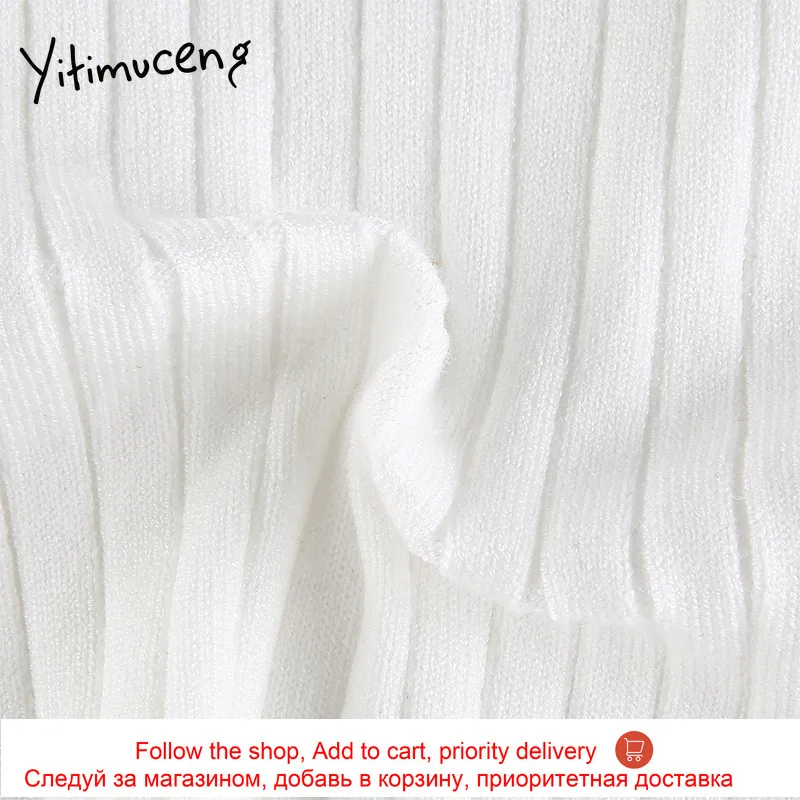 

Yitimuceng Knitwear Long Sleeve T Shirts Women Sexy Print Letter Crop Tops 2021 Spring Korean V-Neck Slim Tee Fashion Streetwear
