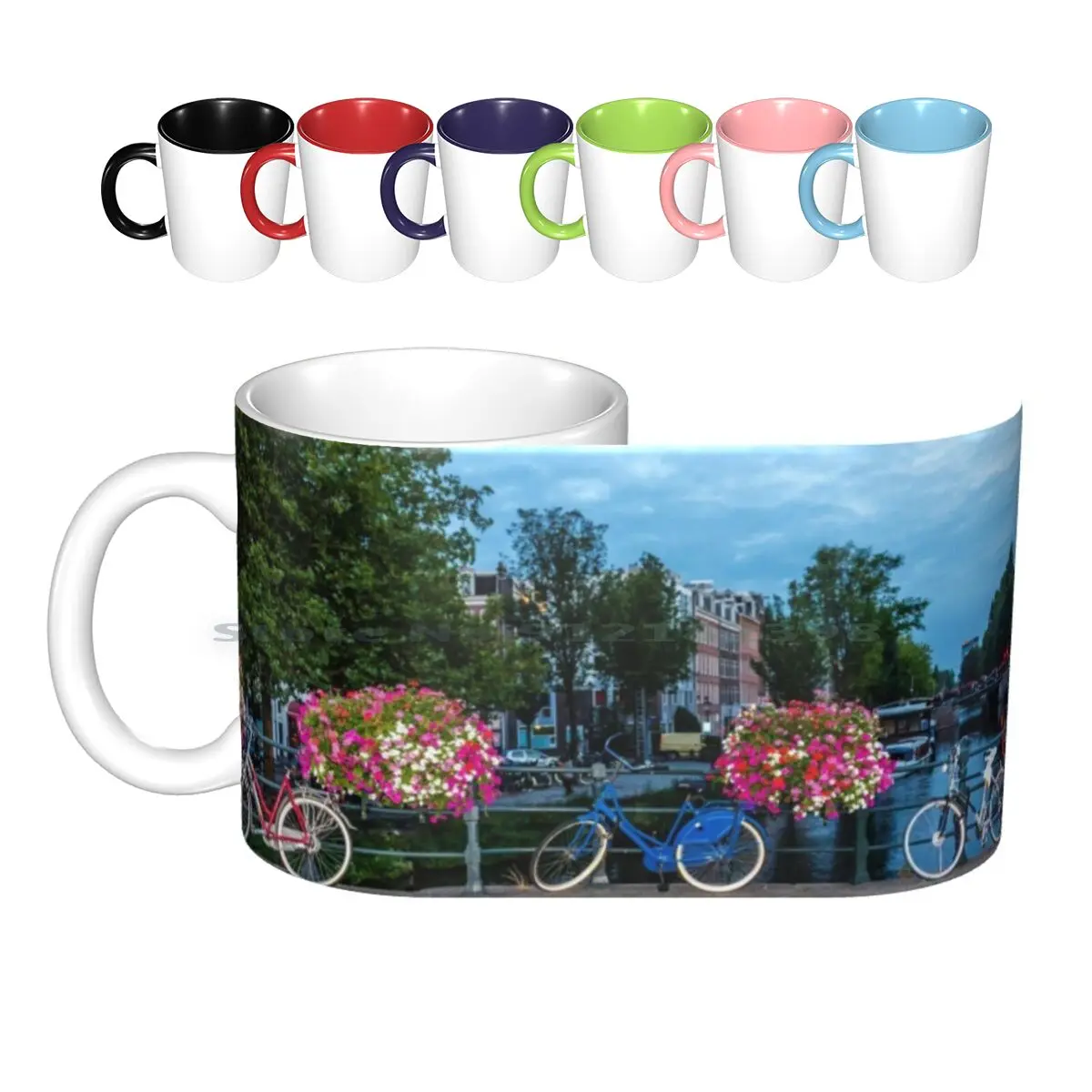 

Bicycles And Flowers On A Bridge In Ceramic Mugs Coffee Cups Milk Tea Mug Bicycle Flowers Bridge Canal Waterway Tourist