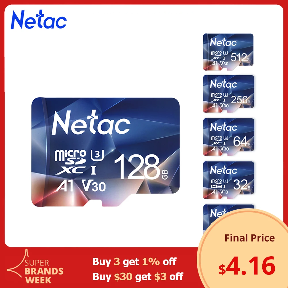 Карта памяти Netac 32 ГБ 16 64 128 256 512 карта Micro SD класса 10 TF мини для телефона|Карты