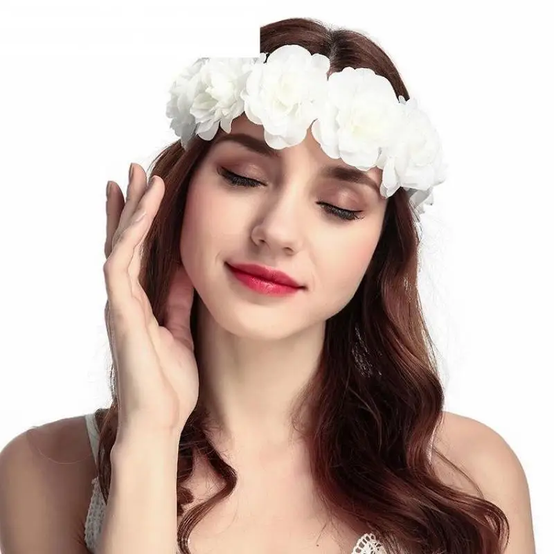 Женский эластичный обруч для волос повязка на голову с цветком розы свадебные