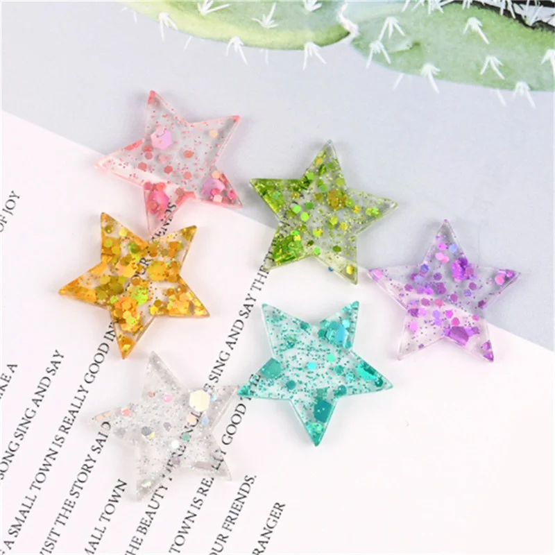 

Julie Wang 20 шт. подвески из смолы маленькие звезды без отверстий рандомные эпоксидные Красочные Блестки Изготовление ювелирных изделий Аксесс...