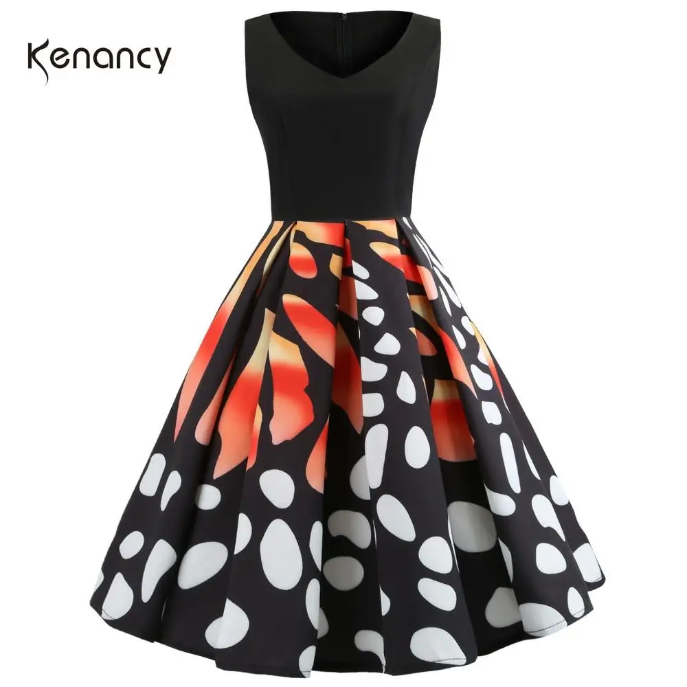 Kenancy женское винтажное платье для вечеринки с принтом бабочки на Хэллоуин