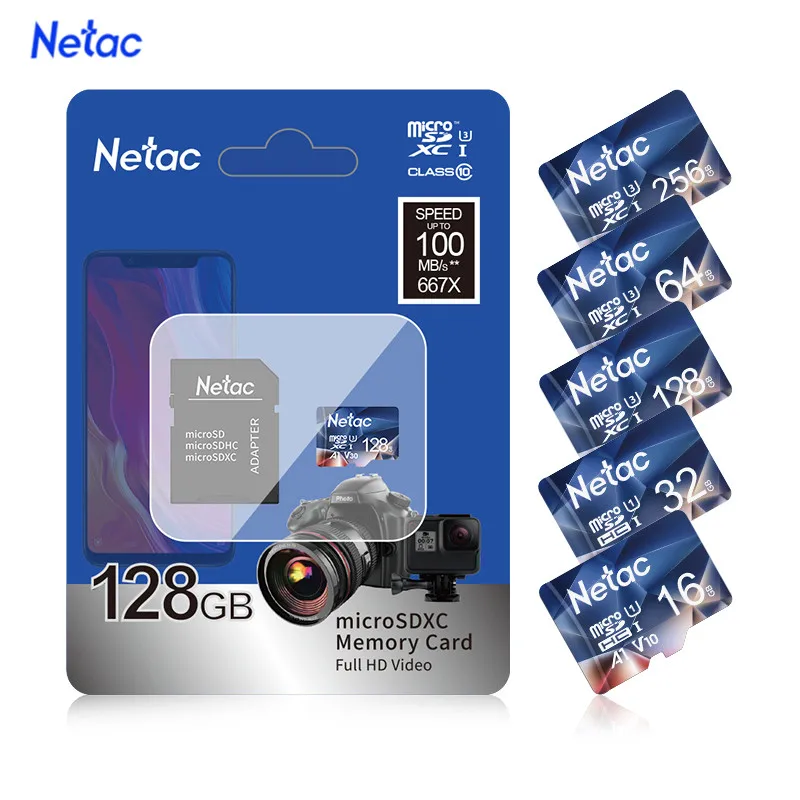 Карта памяти Netac P500 A1 32 ГБ 16 64 128 карта Micro SD 100 МБ/с./с класс 10 на горячая Распродажа