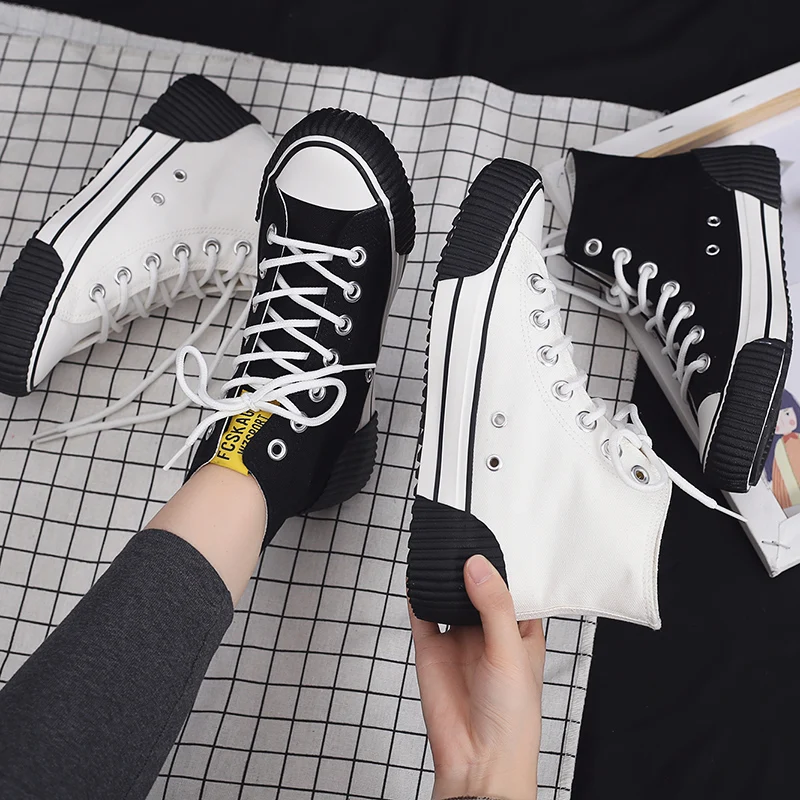 Новинка весны 2020 высокие холщовые женские туфли Женская креативная Повседневная