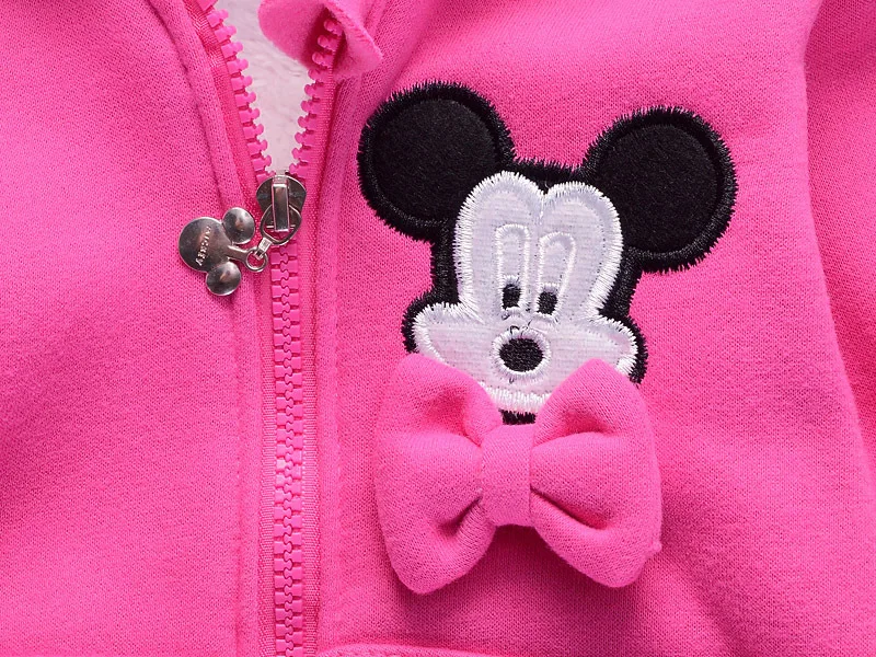 Комплекты одежды для девочек с Минни и Микки зимний теплый комплект одежды для девочек, куртка+ футболка+ штаны, 3 предмета, детская одежда утепленный бархатный костюм для девочек