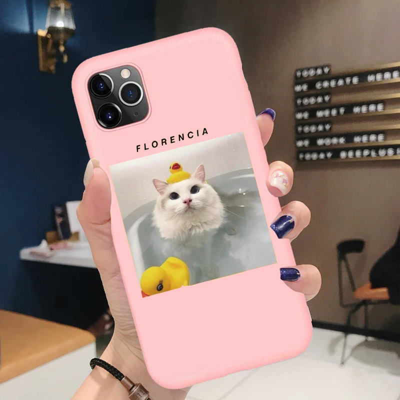 

Cute Cat Case For iPhone12ProMAX 11 Pro 11Pro XS X XR Max Soft Lovely Candy Color Cover For iPhone7 8 6 6s Plus 8PIUS Case