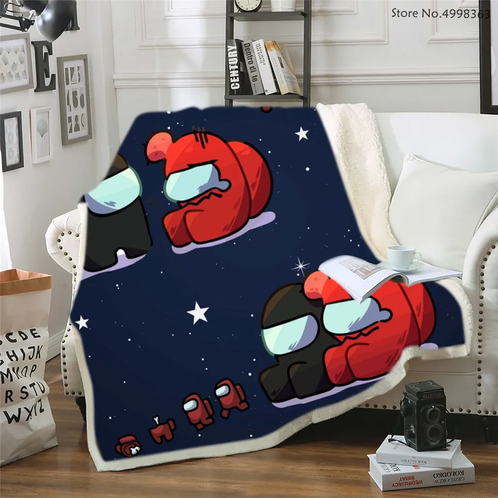 

Among Us Soft Sherpa Fleece Blanket 3d Print Cartoon Blanket on Sofa Bed Alien Outer Space Anime Blanket 150x200cm Dropship