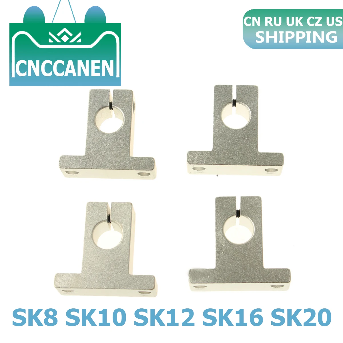

4PCS SK8 SK10 SK12 SK16 SK20 8mm 10mm 12mm 16mm 20mm Linear Ball Bearing Rail Shaft Support Block XYZ Table CNC 3D Printer Part