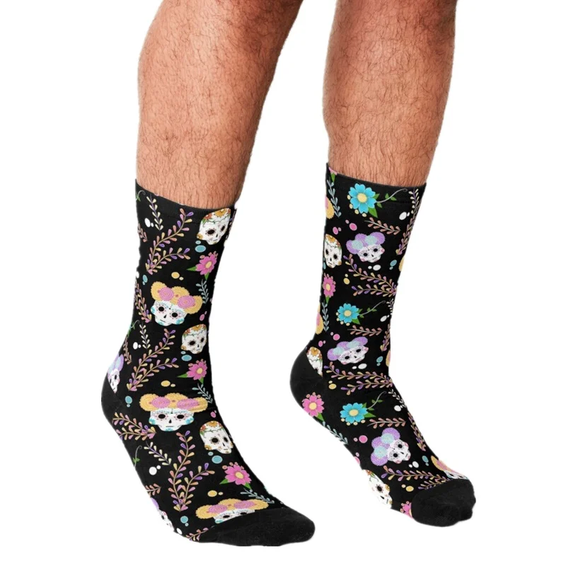 

2021 Funny Men's socks Day of the dead Pattern Printed hip hop Men Happy Socks cute boys street style Crazy Socks for men
