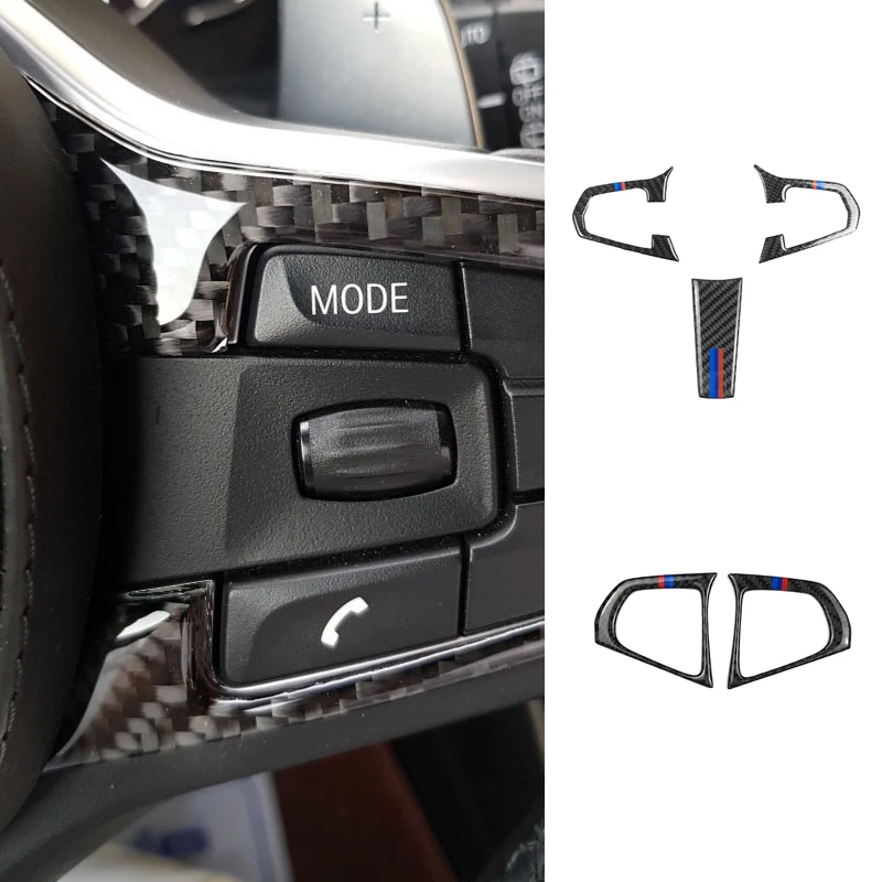 

Car Carbon Fiber Steering Wheel Button Cover Sticker Trim For BMW 5 Series G30 G38 X3 G01 G08