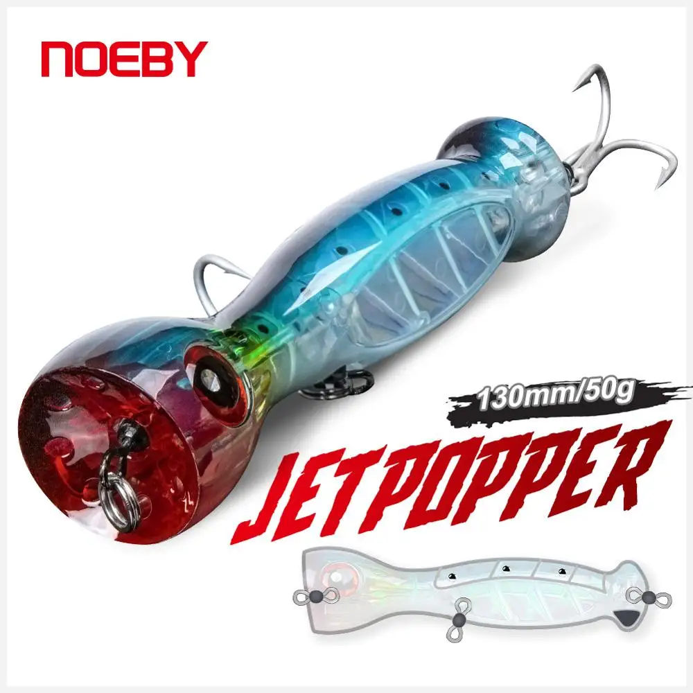 Noeby-Señuelos de Pesca Popper, cebo duro Artificial con gancho de fuerza para señuelo de Pesca de Mar GT, 130mm, 50g