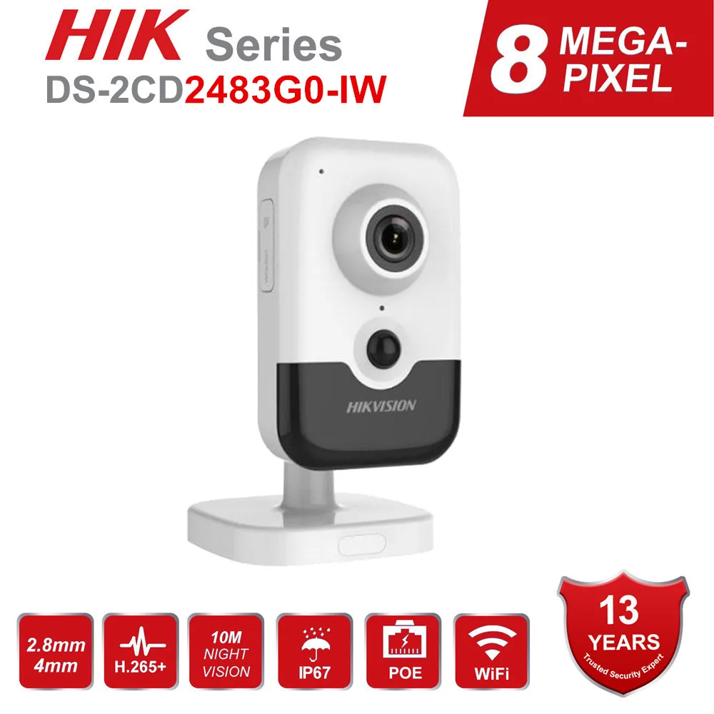 Камера видеонаблюдения HIKvision 8 Мп IP HD ИК фиксированный куб Wi Fi с микрофоном|Камеры