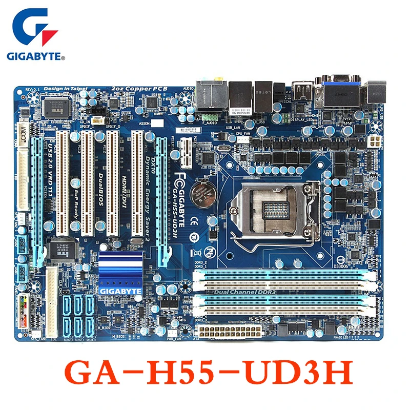 100% Gigabyte GA H55 UD3H материнская плата для Intel DDR3 SATA II 16B LGA1156 настольная системная может