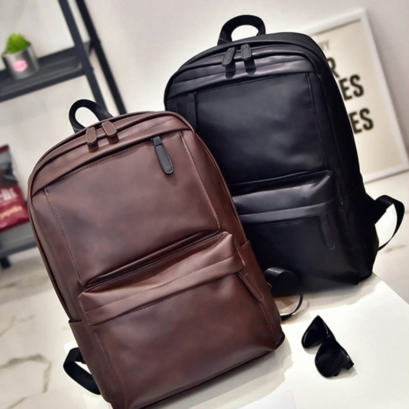 

2023 Couples Backpacks New Style PU Leather Backpack Double Bib Horizontal Pull Backpack Computer Bag Men's Bag Men's Backpack