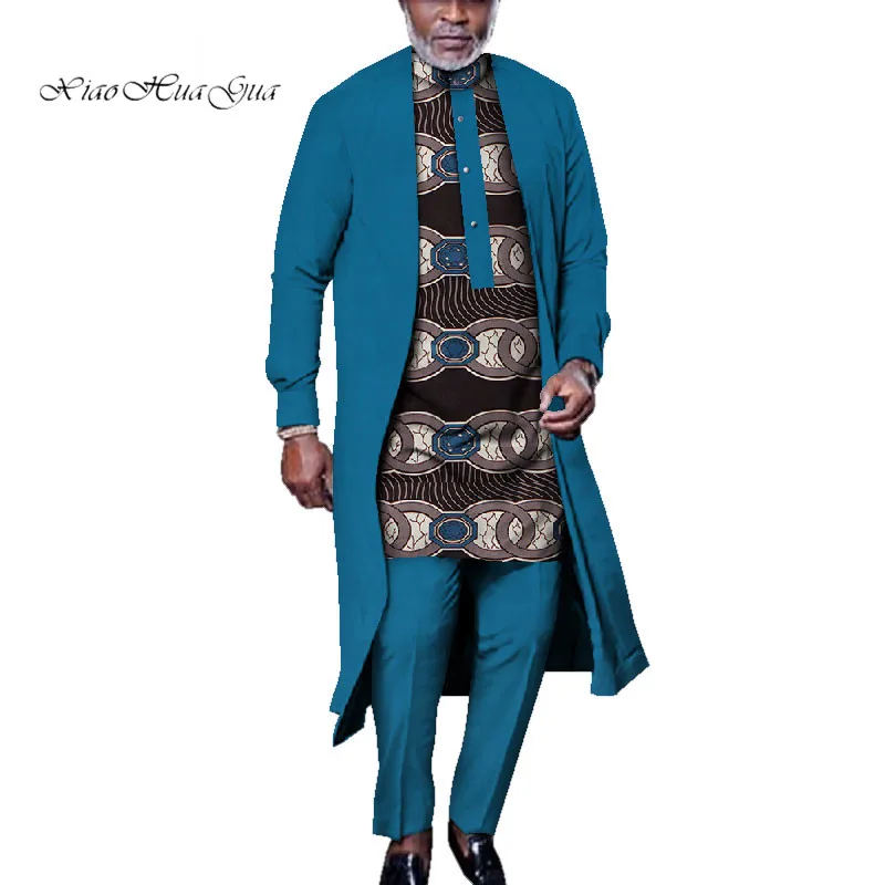 Spring Frican Print Clothing Men African Suits Full Sleeve Clothes African Dashiki Men Suit Plus Size 3 Pieces 6XL WYN925