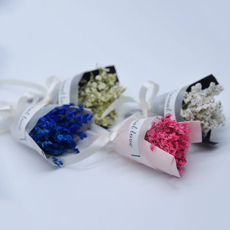

New Mini 12*6*4cm Crystal Grass Dried Flowers Bouquet Wedding Decorations Creative Valentine's Day Girls Gifts