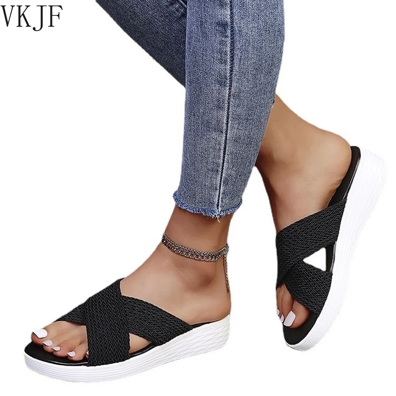 

Sandals For Women 2021 Stretch Cross Orthotic Slide Sandals Casual Anti-slip Slippers Comfort Support Sandal Women Sandalias