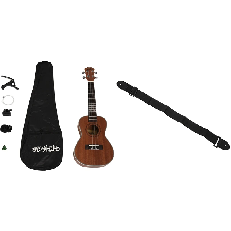 

Аксессуары для акустического укулеле гитара черный ремень с 23 дюймовым комплектом укулеле для концерта