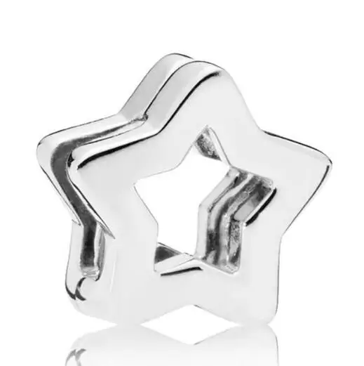 

Genuine 925 Sterling Silver Bead Charm Reflexions Star Clip Stopper Lock Beads Fit Women Pan Bracelet Diy Jewelry