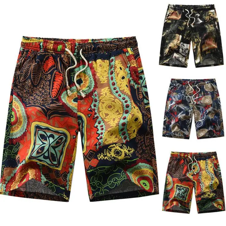 Мужские повседневные пляжные шорты с цветочным принтом новые летние модные