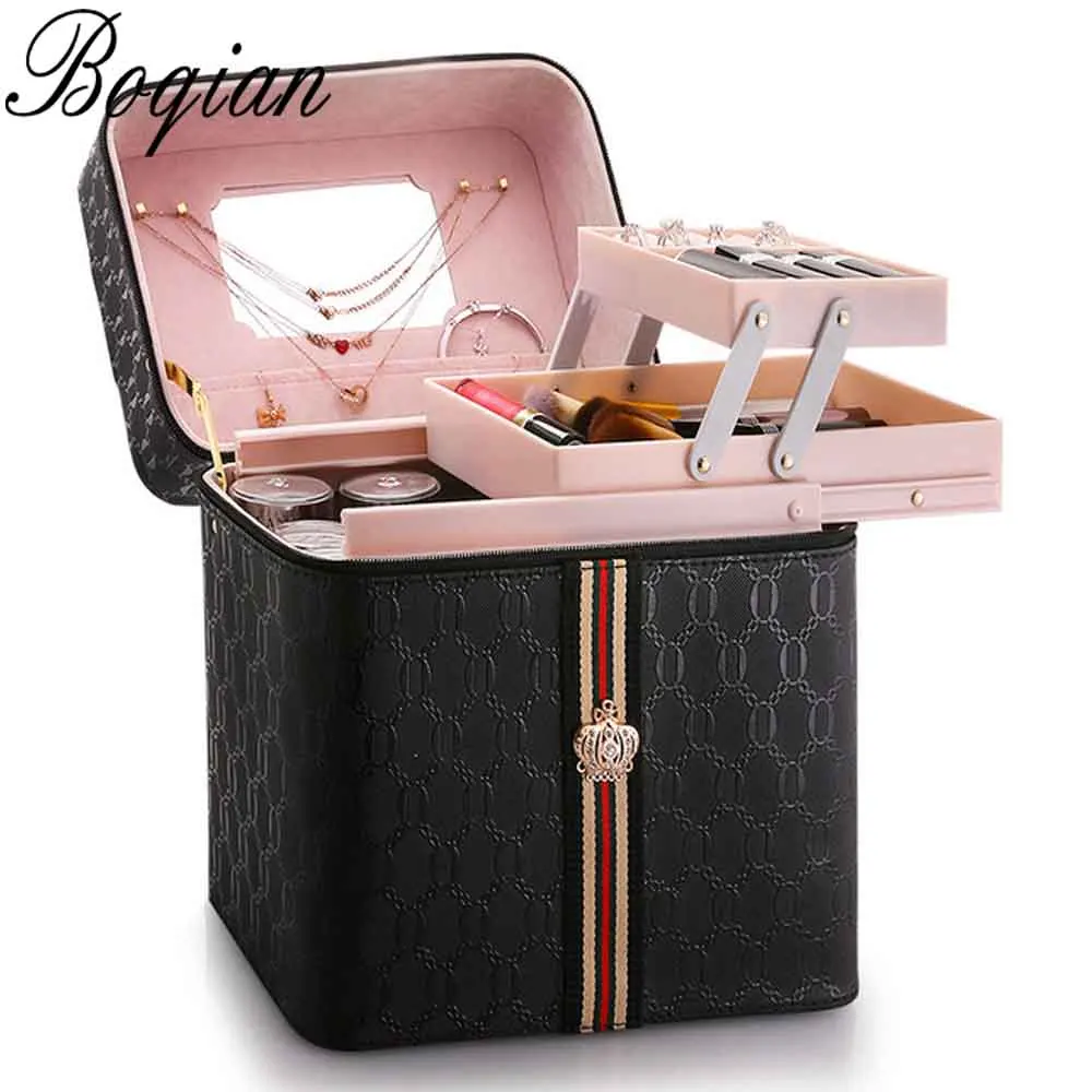 Модный женский органайзер для макияжа большой емкости многослойная Clapboard