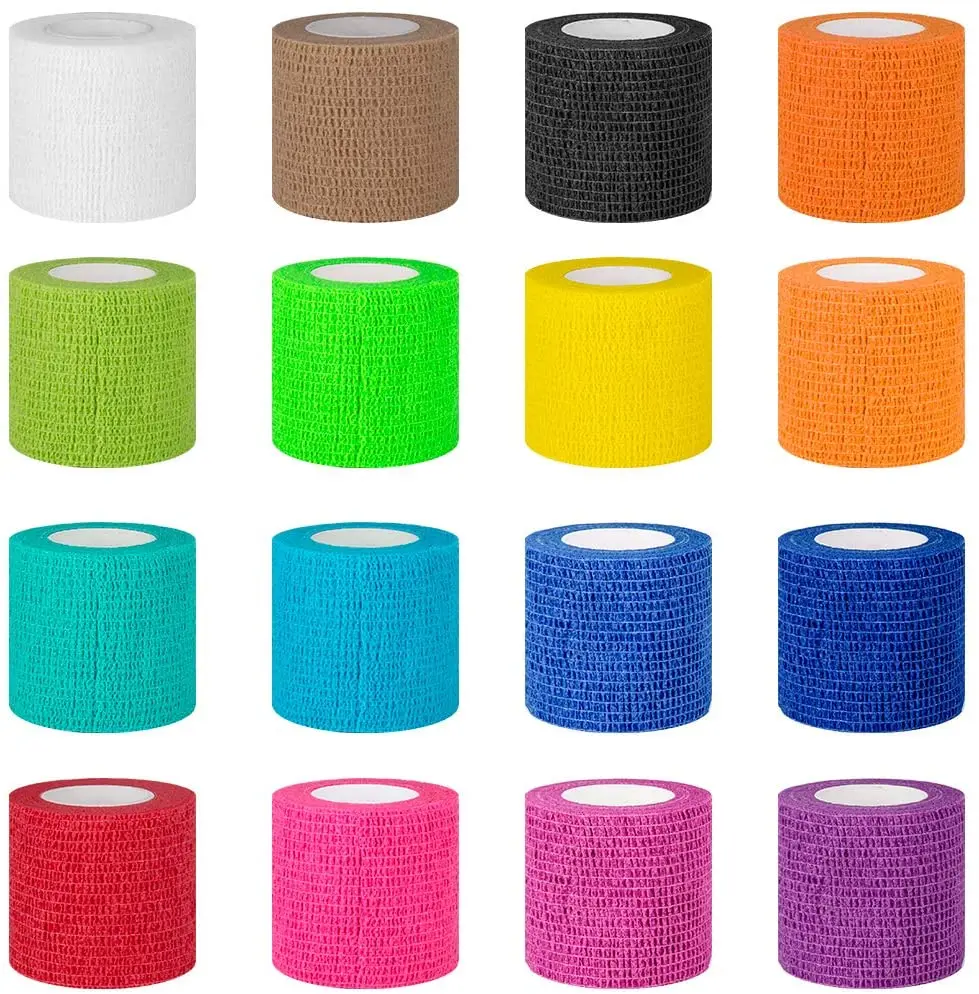 

16 Rolls Self Adherent Wrap Non Woven Bandage Wrap Breathable Pets Athletic for Sports Injury Ankle Knee Wrist Sprains