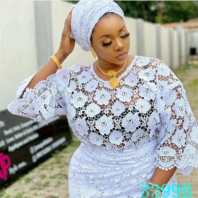 NIAI новейшая Водорастворимая африканская гипюровая кружевная ткань с камнями в