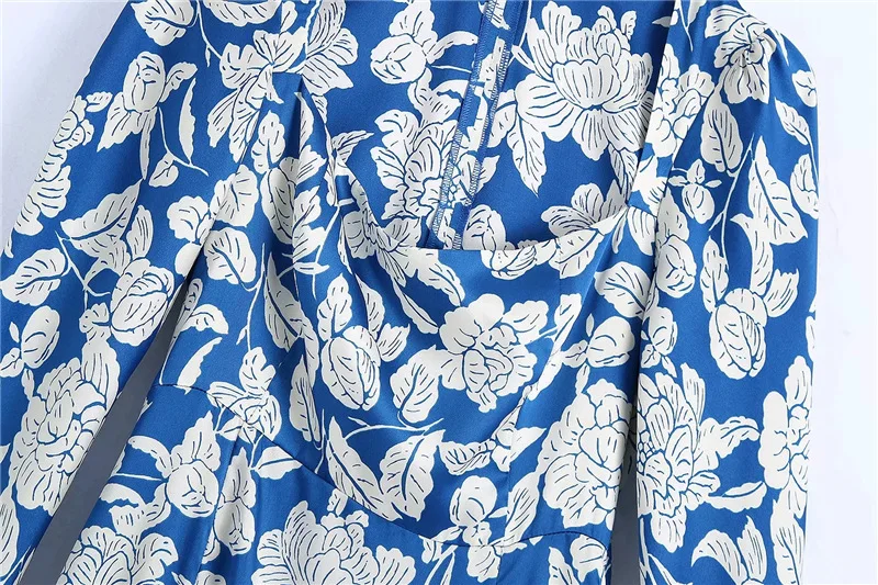 Qeils для женщин шик моды Цветочный принт с разрезом спереди А-образного силуэта