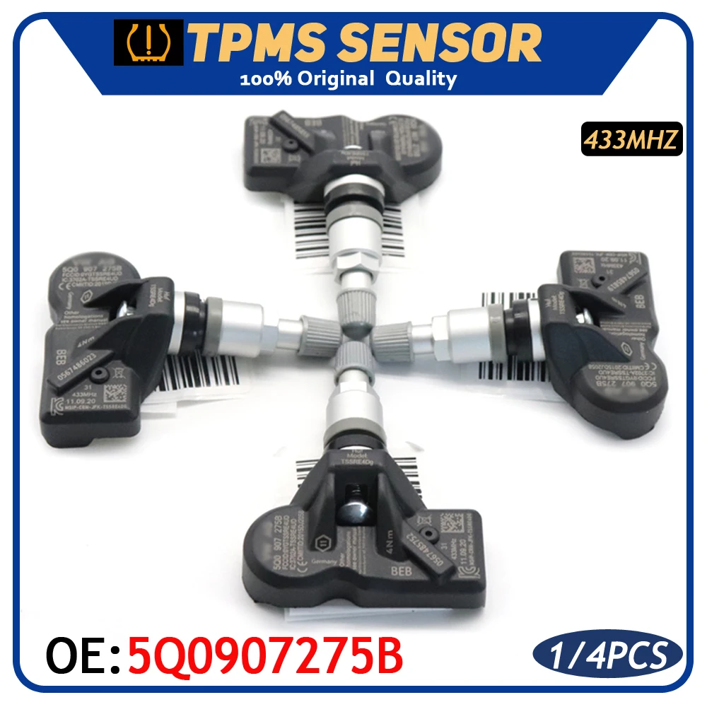

TPMS 5Q0907275B For AUDI Q7 Q5 Q3 TT A8 A6 A7 A3 R8 SKODA BENTLEY PORSCHE McLAREN VOLKSWAGEN Tire Pressure Monitor Sensor 433MHz