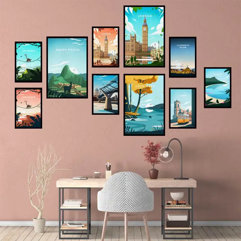 

Lisbon traditional travel Portugal Art Poster for Living Room Home Decor