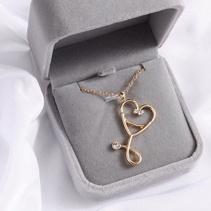 Ожерелье в виде стетоскопа подвеска сердца стетоскоп со стразами|Ожерелья с