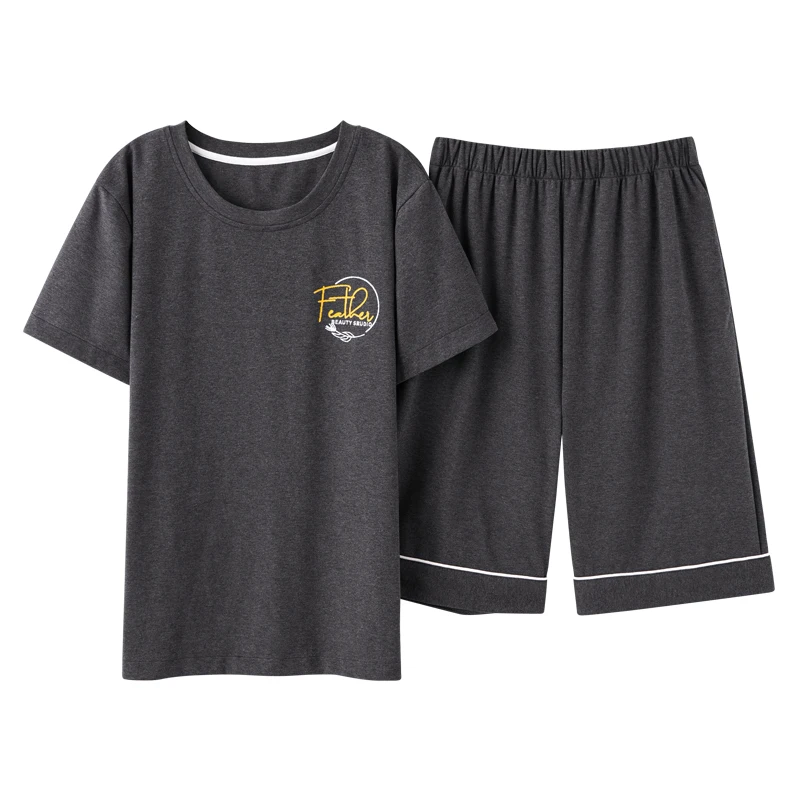 

Large Size 3XL Men's Pajamas Summer Casual Men Homewear Suit Pure Cotton High-quality Short-sleeved Soft Loose Korean Sleepwear