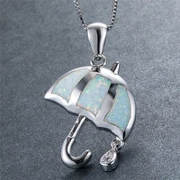 cute umbrella design bluegreenwhite zircon pendant necklace fashion women crystal necklace jewelry party girl gifts